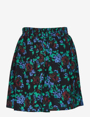 Ganni - Printed Light Crepe Smock Mini Skirt - midi nederdele - meadow azure blue - 1