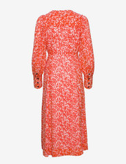 Ganni - Printed Light Crepe Deep V-neck Wrap Dress - sommerkjoler - mini floral orangedotcom - 1