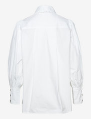 Ganni - Cotton Poplin Long Collar Puff Sleeve Shirt - denimskjorter - bright white - 1