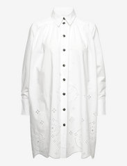 Broderie Anglaise Wide Mini Shirt Dress - BRIGHT WHITE