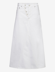 White Denim Double Fly Maxi Skirt