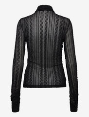 Ganni - Stretch Lace Jersey Shirt - langærmede bluser - black - 1