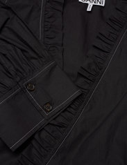 Ganni - Cotton Poplin Short Sleeve Wrap Shirt - kortærmede bluser - black - 2