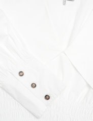 Ganni - Cotton Poplin V-neck Smock Mini Dress - sommerkjoler - bright white - 2