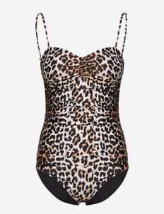 Recycled Core Printed Gathered Swimsuit - badedrakter - leopard