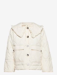 Ripstop Quilt Frill Collar Jacket - vestes - egret
