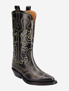 Mid Shaft Embroidered Western Boot - garie zābaki - black/yellow