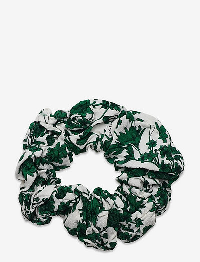 Printed Crepe - scrunchies - dark green