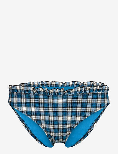 Recycled Seersucker Lowrise Bikini Briefs - bikiní buxur - check azure blue