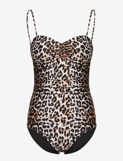 Recycled Core Printed Gathered Swimsuit - swimsuits - leopard