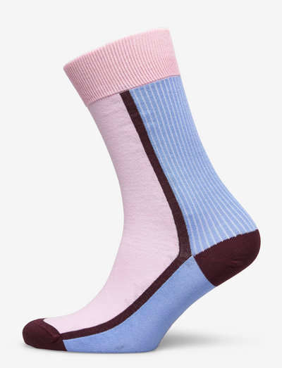 Cotton Blend Color Blocking Socks - regular socks - light lilac