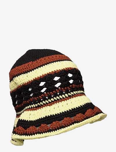 Cotton Crochet Bucket Hat - bøllehatte - black