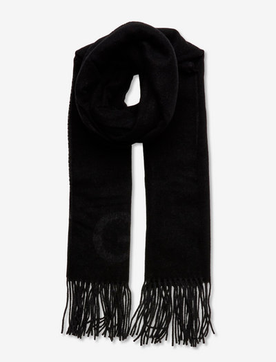 Fringed Wool Scarf - accessories - black