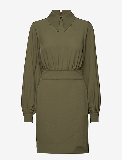 Ganni Heavy Crepe Mini Dress (Kalamata 