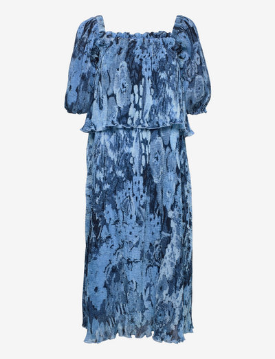 Pleated Georgette - sumar dress - placid blue