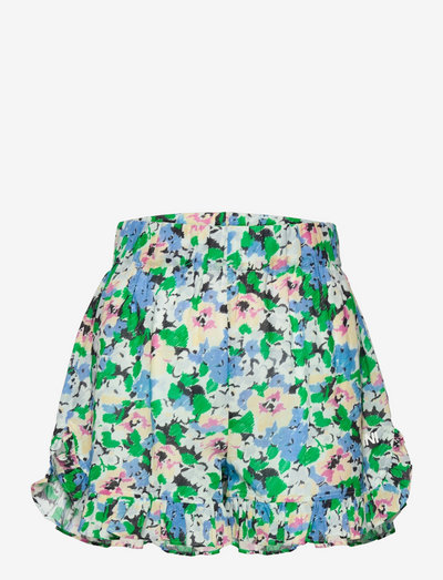 Light Cotton Ruffle Shorts - casual shorts - floral azure blue