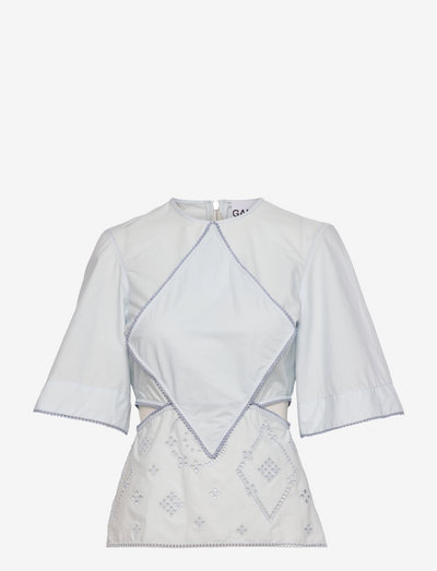 Broderie Anglaise Patch Blouse - kortærmede bluser - illusion blue