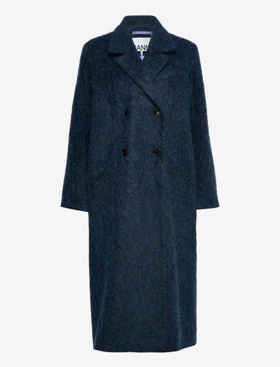 Fluffy Wool Coat - uldfrakker - nautical blue