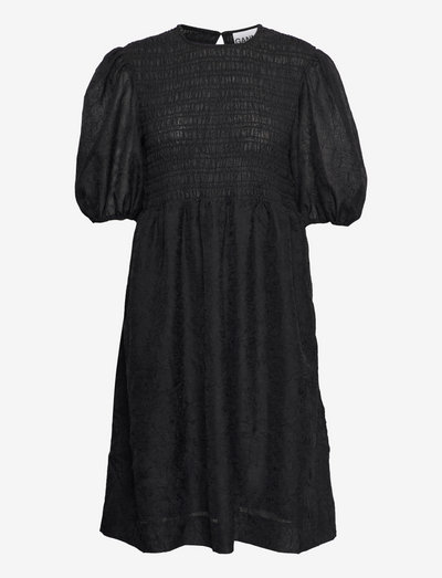 Crinkled Georgette Smock Midi Dress - populiariausios suknelės - black