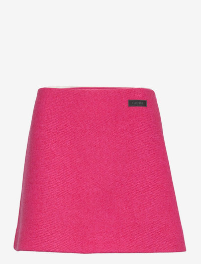 Twill Wool Suiting Mini Skirt - short skirts - fiery red