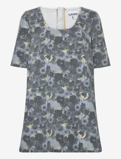 Print Denim Mini Dress - zomerjurken - brunnera blue