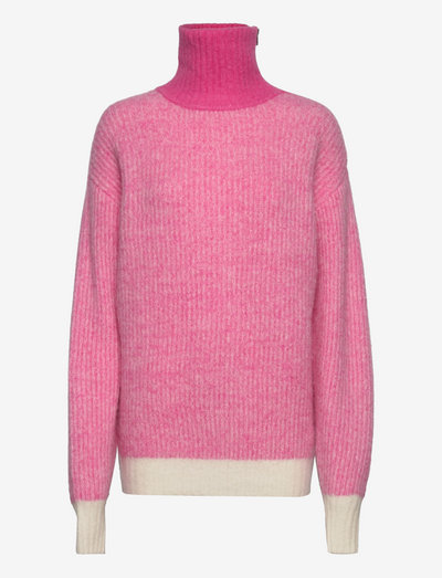 Soft Wool Knit - megztiniai su aukšta apykakle - carmine rose