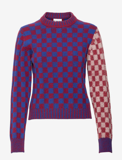 Graphic Check Pullover - sweaters - dazzling blue