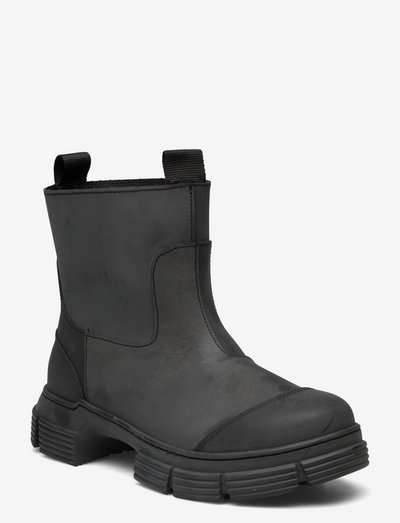 Recycled Rubber Tubular Boot - flat ankle boots - black