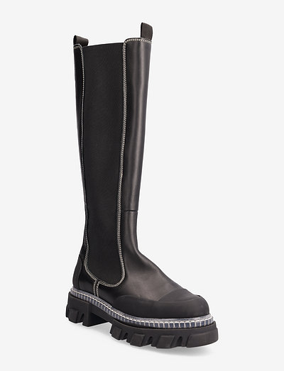 Cleated High Chelsea Boot - knee high boots - black