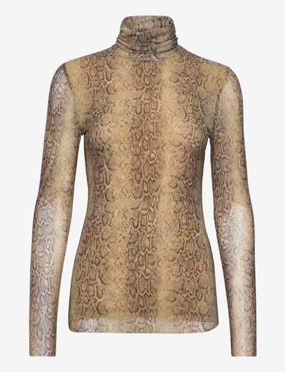 Printed Mesh Long Sleeve Fitted Rollneck - hauts à manches longues - snake starfish