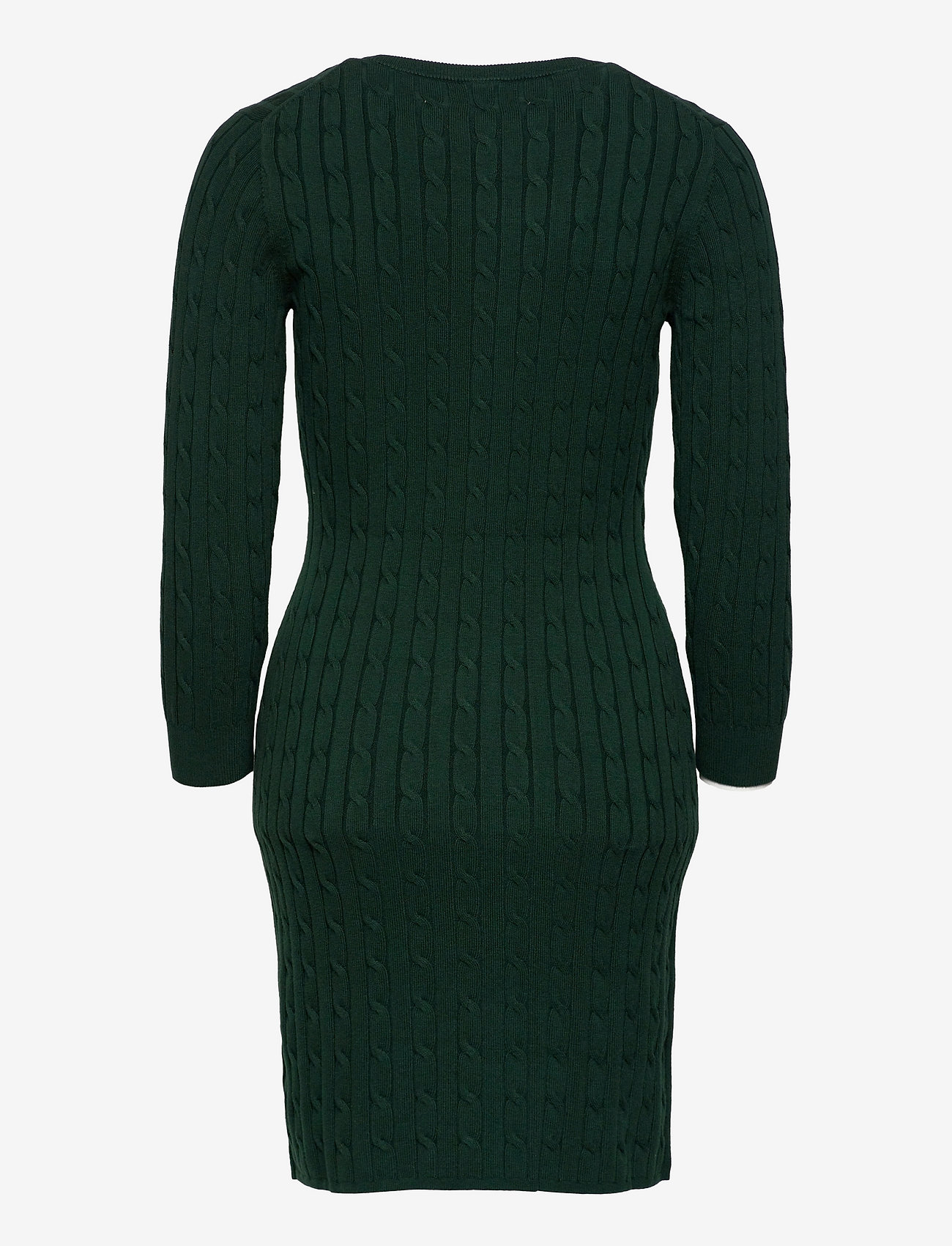 GANT - STRETCH COTTON CABLE DRESS - bodycon dresses - tartan green - 1