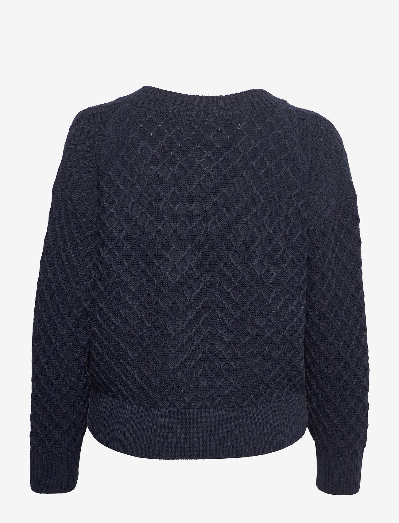 GANT - D1. TEXTURE COTTON V-NECK - sweaters - evening blue - 1