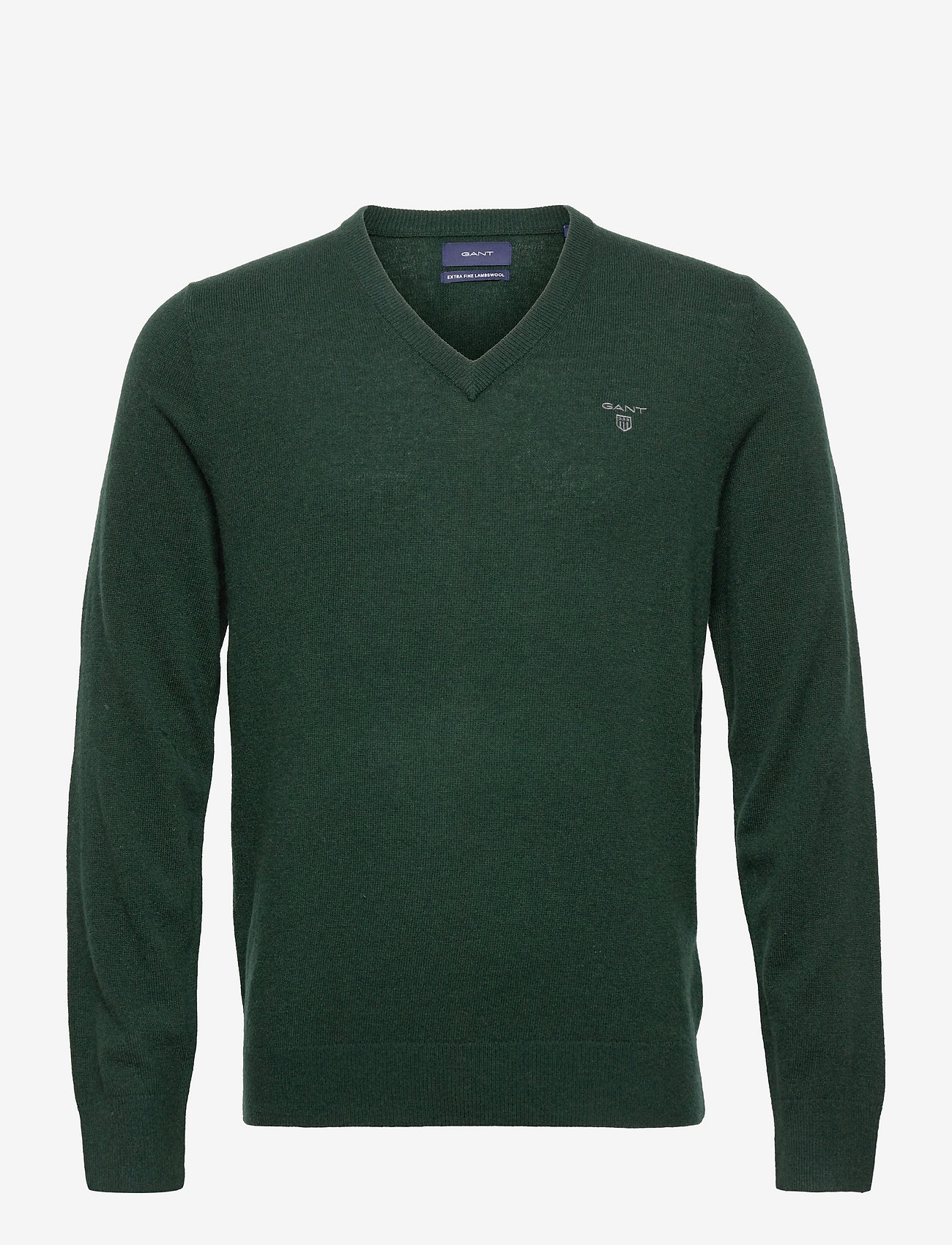 GANT - MD. EXTRAFINE LAMBSWOOL V-NECK - knitted v-necks - tartan green - 0