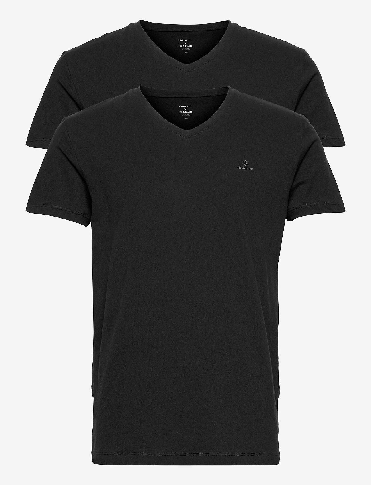 GANT - V-NECK T-SHIRT 2-PACK - basic t-shirts - black - 0