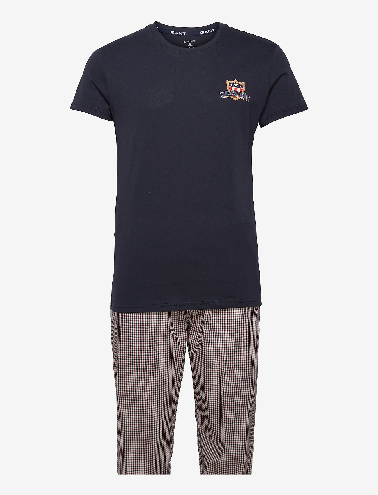 GANT - MICRO CHECK PJ SET PANTS AND T GB - pyjamasetit - evening blue - 0