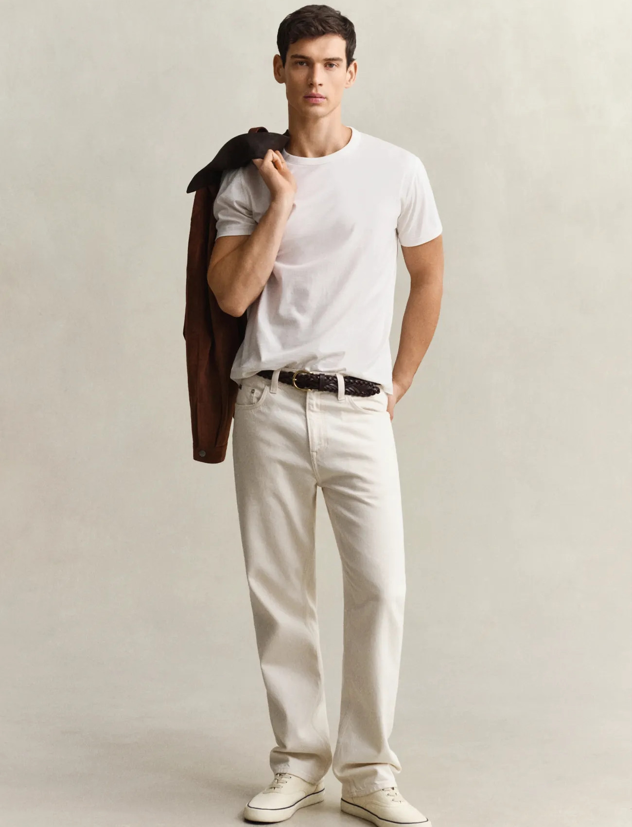 GANT Gant Ecru Straight Fit Jeans, 29 x 32, Cream, Jeans > Almindelige, Herre