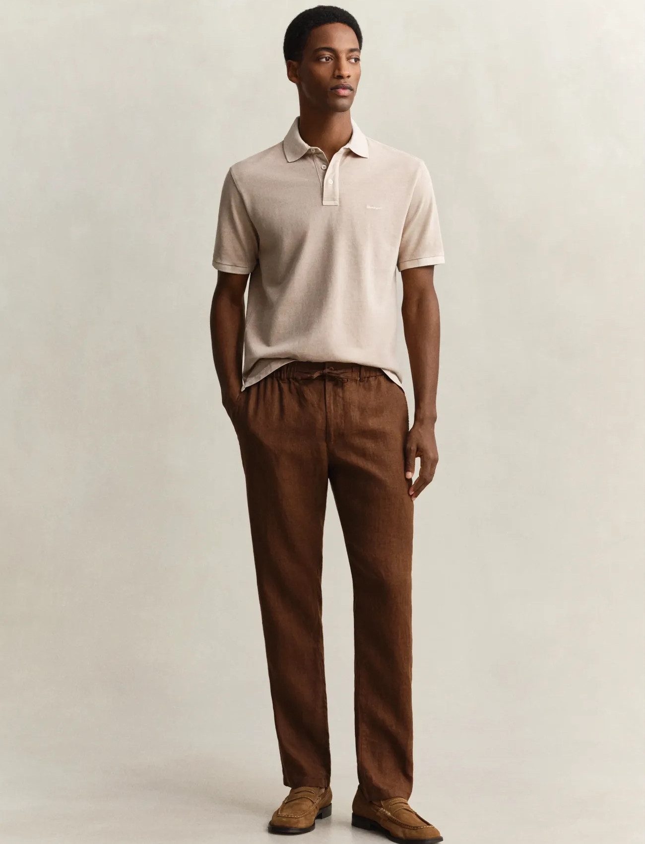 GANT Reg Linen Ds Pants, 3XL, Brown, Bukser > Afslappet, Herre