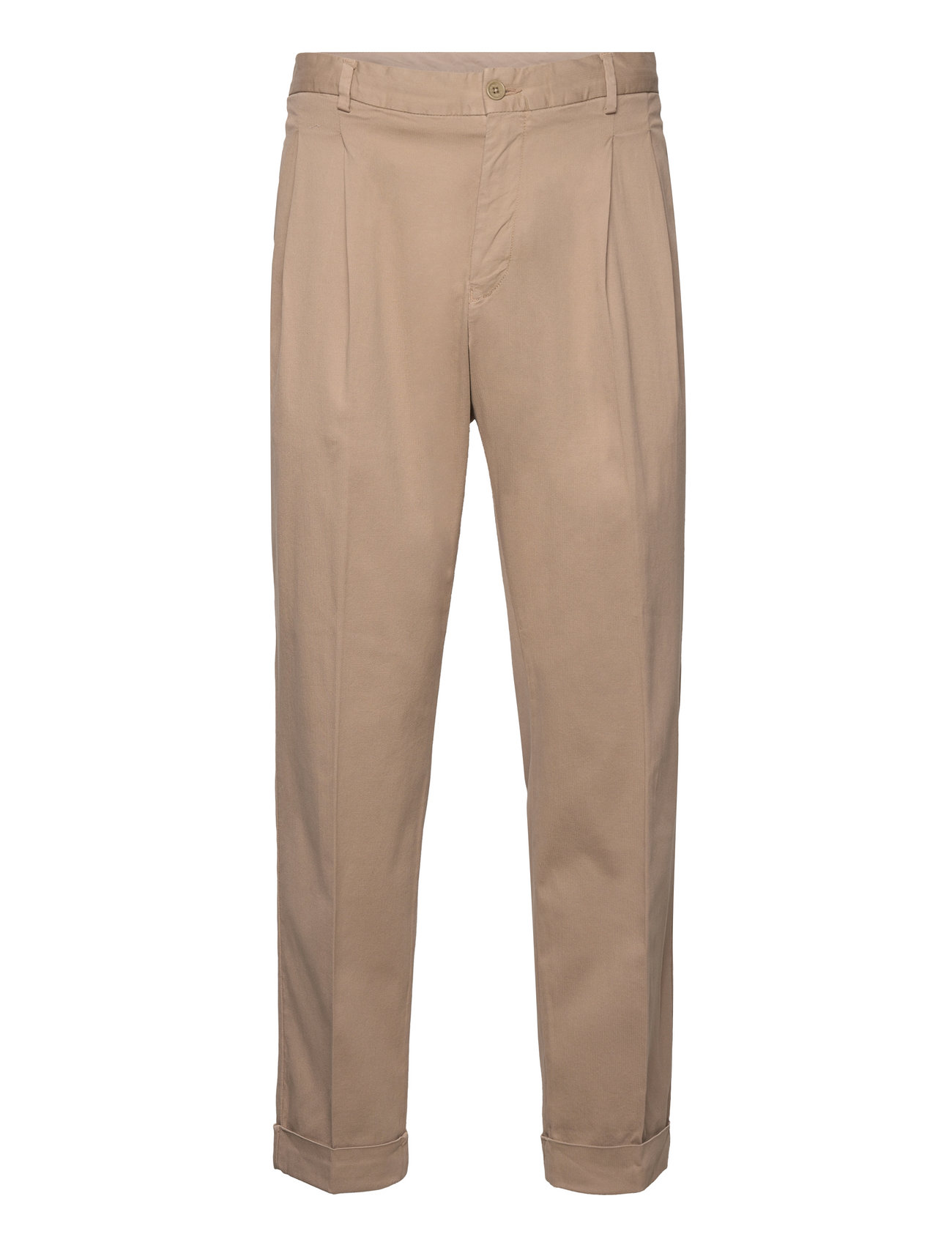 Relaxed Tapered Cotton Suit Pants Bottoms Trousers Chinos Beige GANT