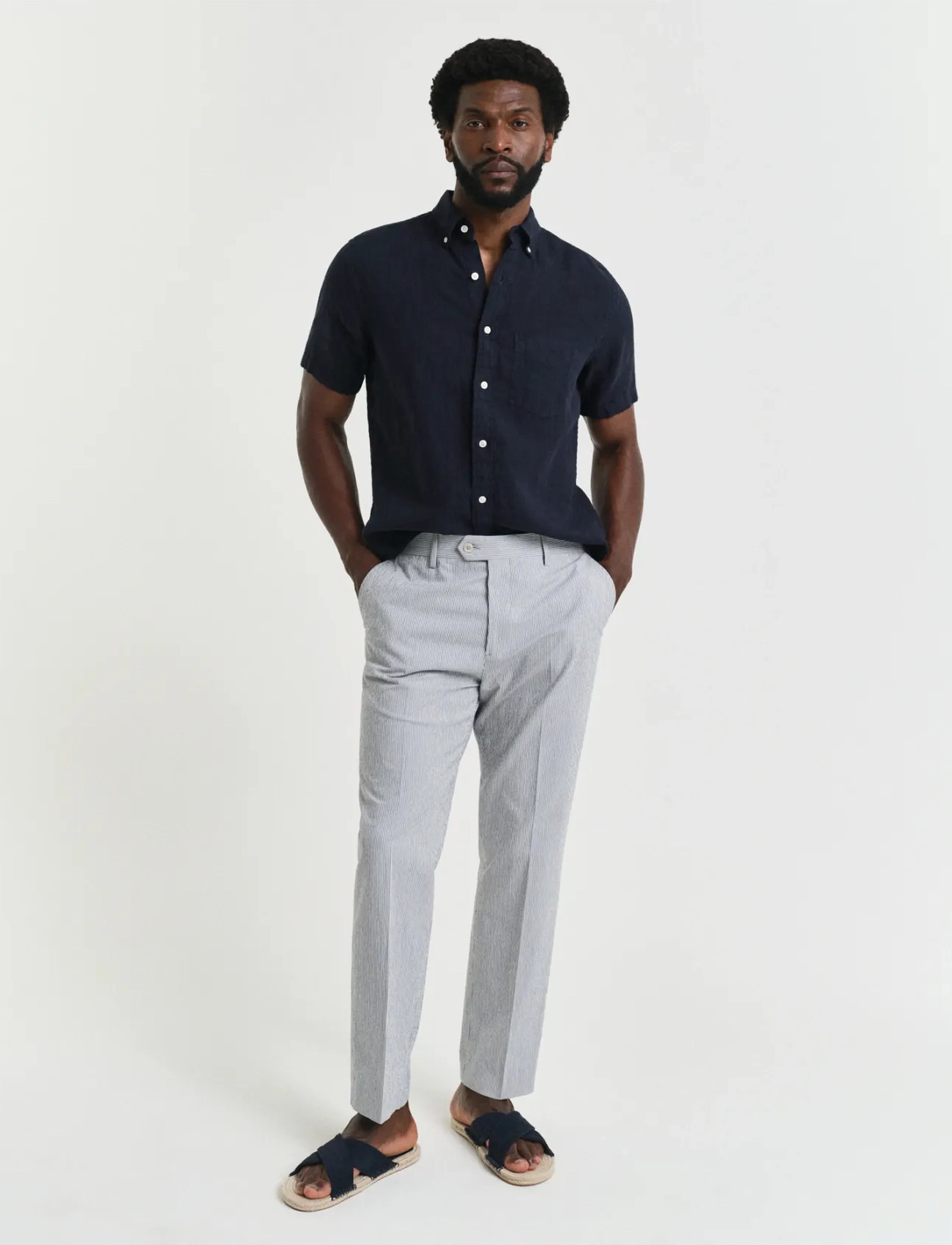 GANT Slim Tapered Seersucker Suit Pants, 48, Grey, Bukser > Formelle Bukser, Herre