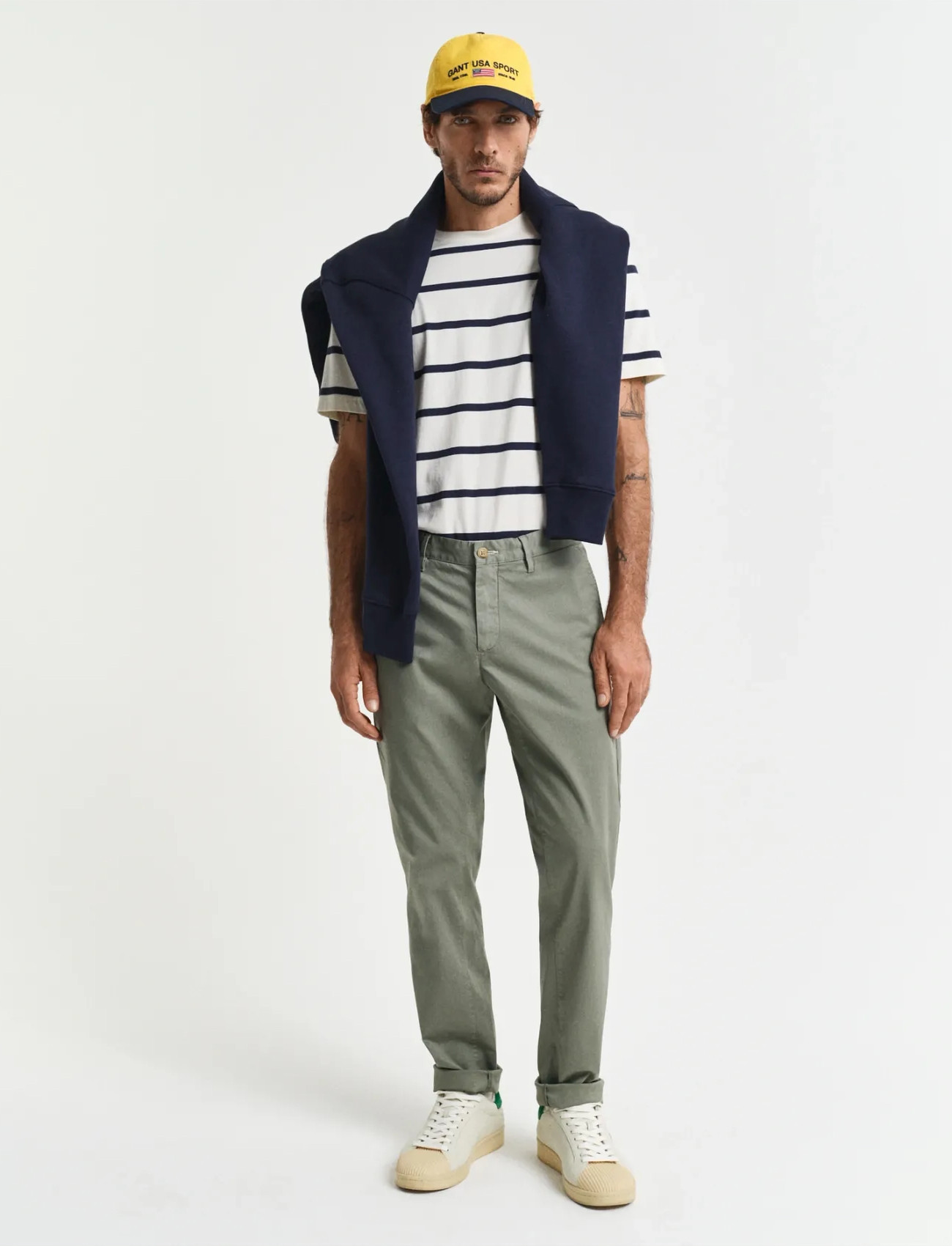 GANT Slim Sunfaded Chinos, 32 x 34, Green, Bukser > Chinos, Herre