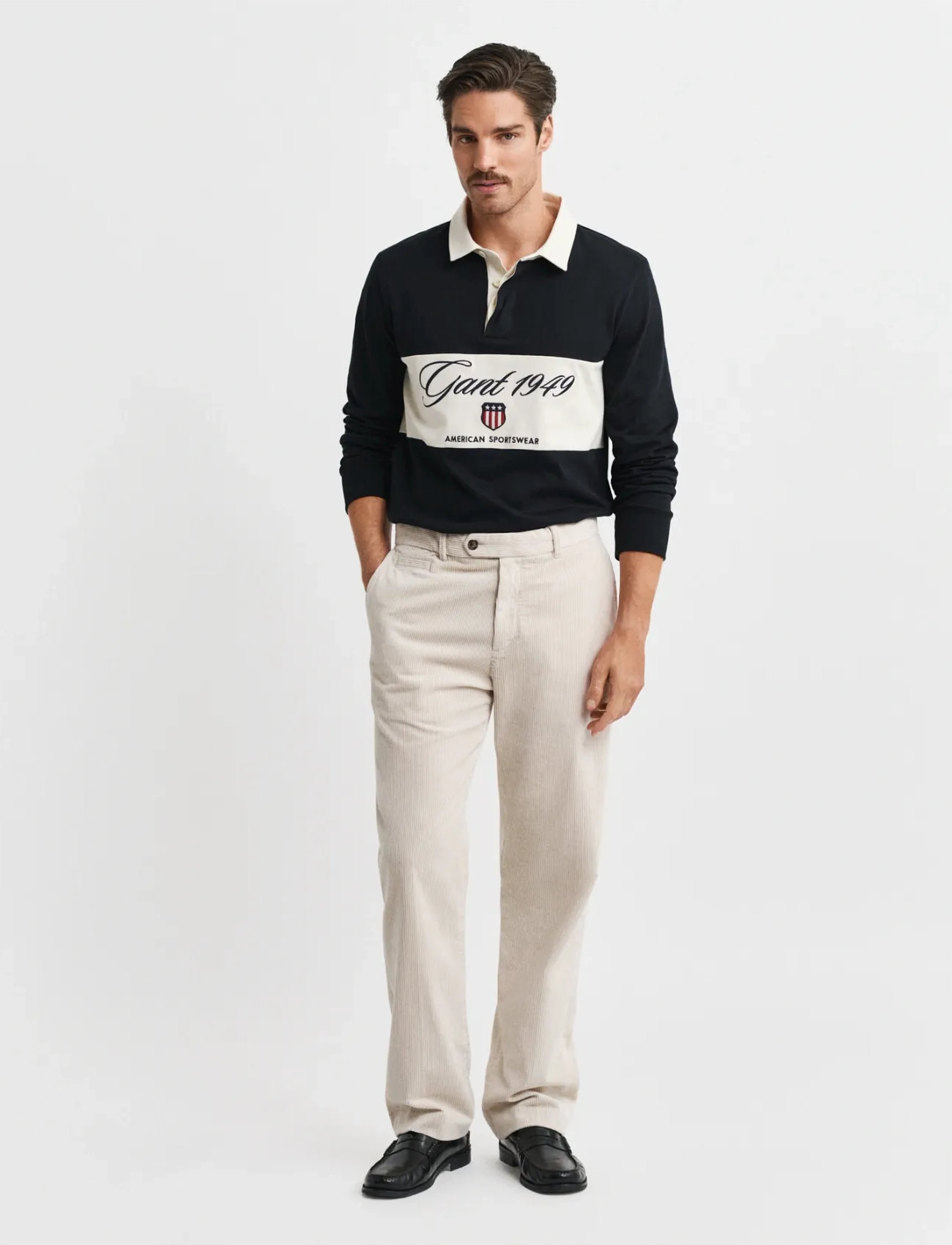 GANT Straight Fit Cord Pants, 36, Beige, Bukser > Afslappet, Herre