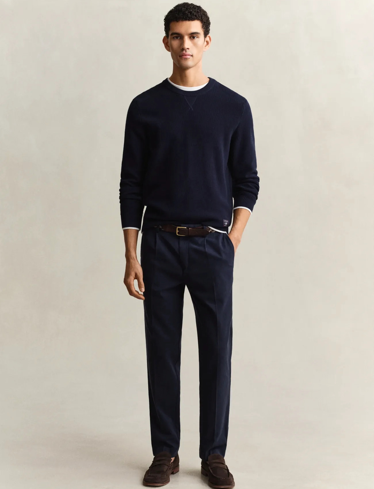 GANT Slim Smart Cot/Lyocell Pants, 50, Navy, Bukser > Formelle Bukser, Herre