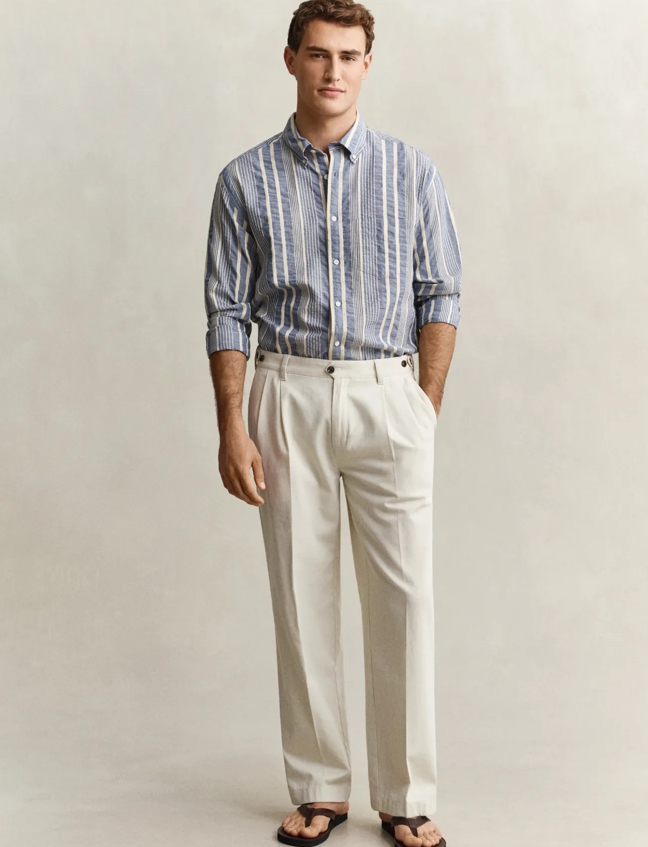 GANT Rel Light Canvas Chinos, 32, Cream, Bukser > Formelle Bukser, Herre