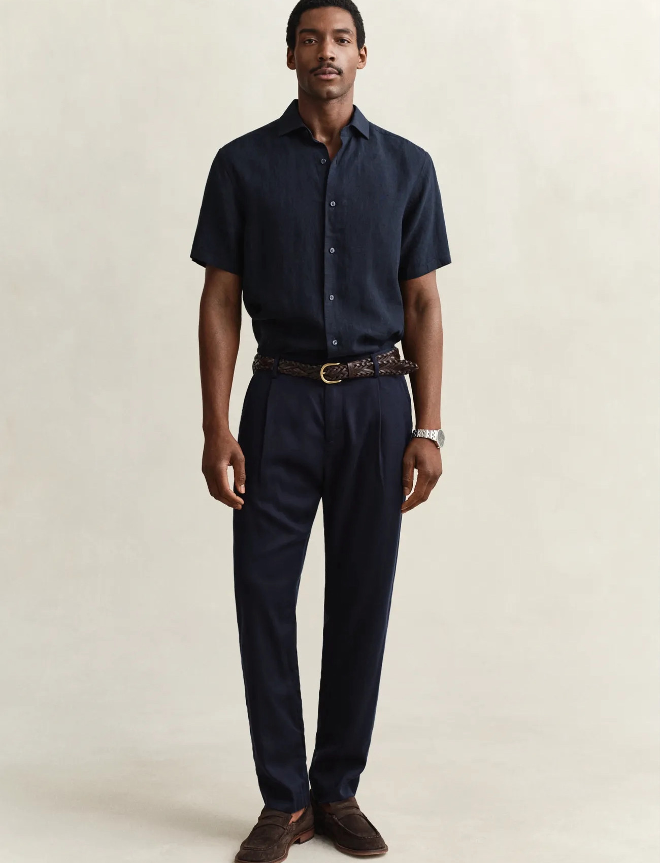 GANT Reg Lyocell Pants, 33, Navy, Bukser > Afslappet, Herre