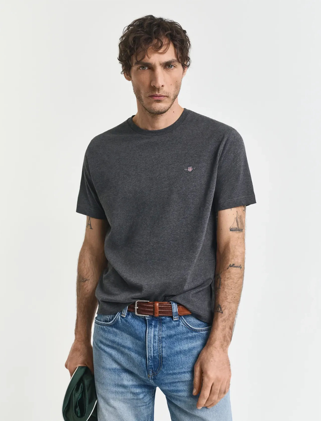 GANT Graphic T-Shirt, XL, Grey, T-Shirts > Kortærmede, Herre