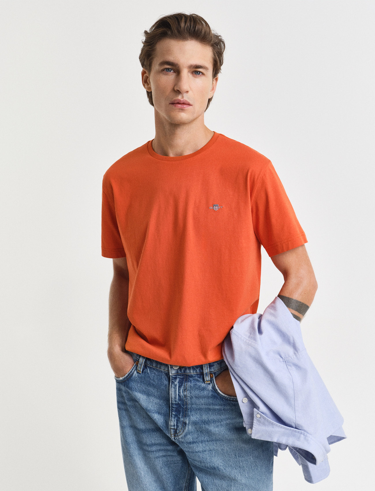 GANT Graphic T-Shirt, S, Orange, T-Shirts > Kortærmede, Herre