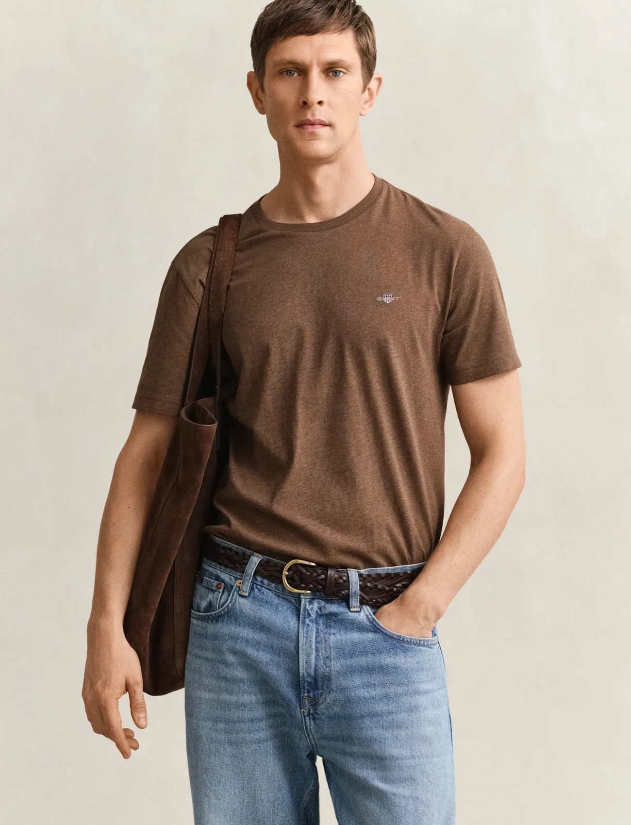 GANT Graphic T-Shirt, L, Brown, T-Shirts > Kortærmede, Herre