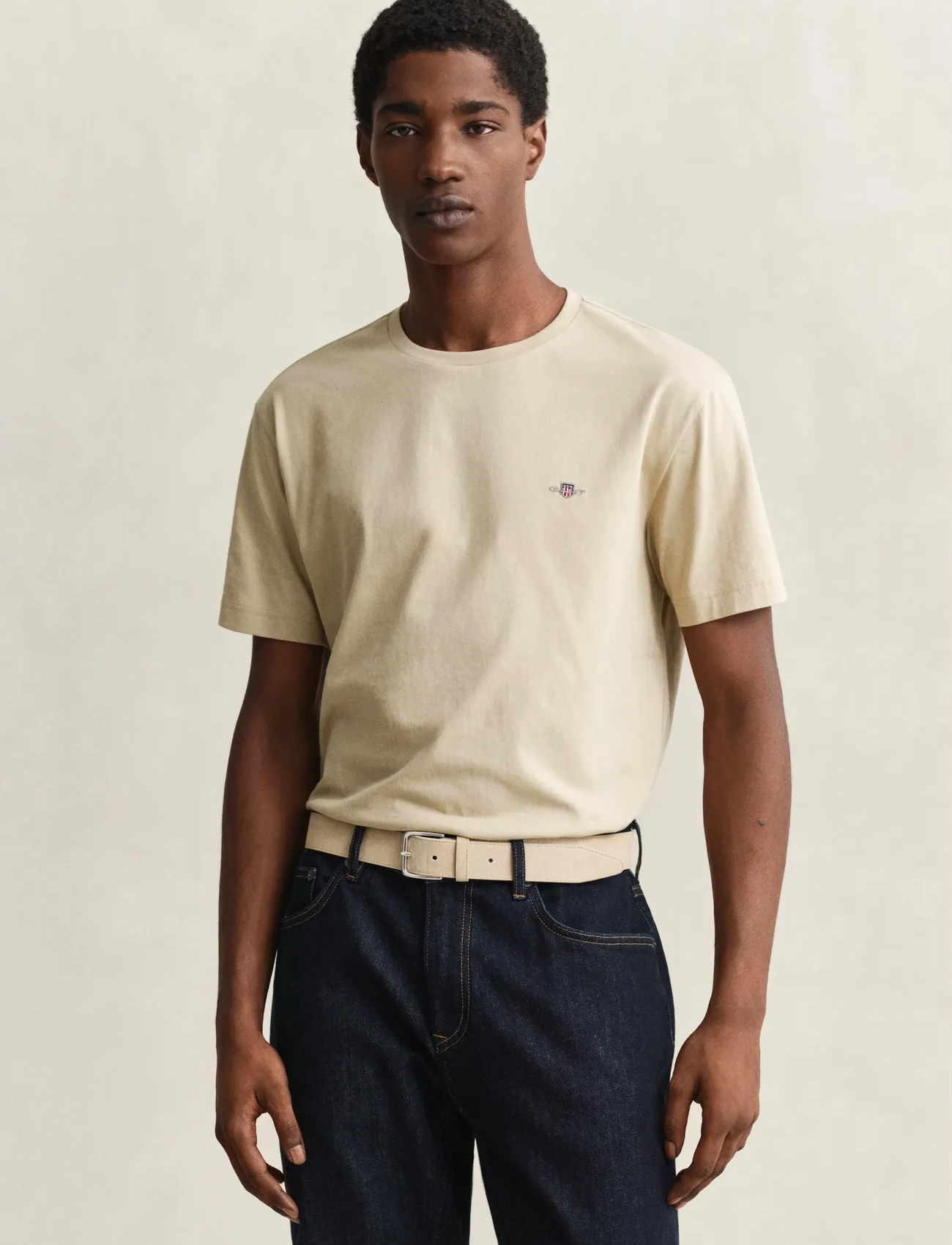 GANT Graphic T-Shirt, M, Beige, T-Shirts > Kortærmede, Herre