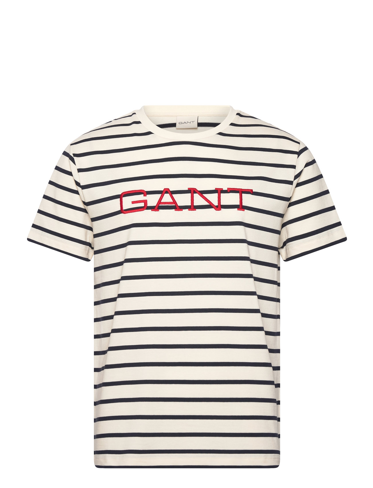GANT Graphic Gestreift Ss T-Shirt Cream - XXXL - Herren
