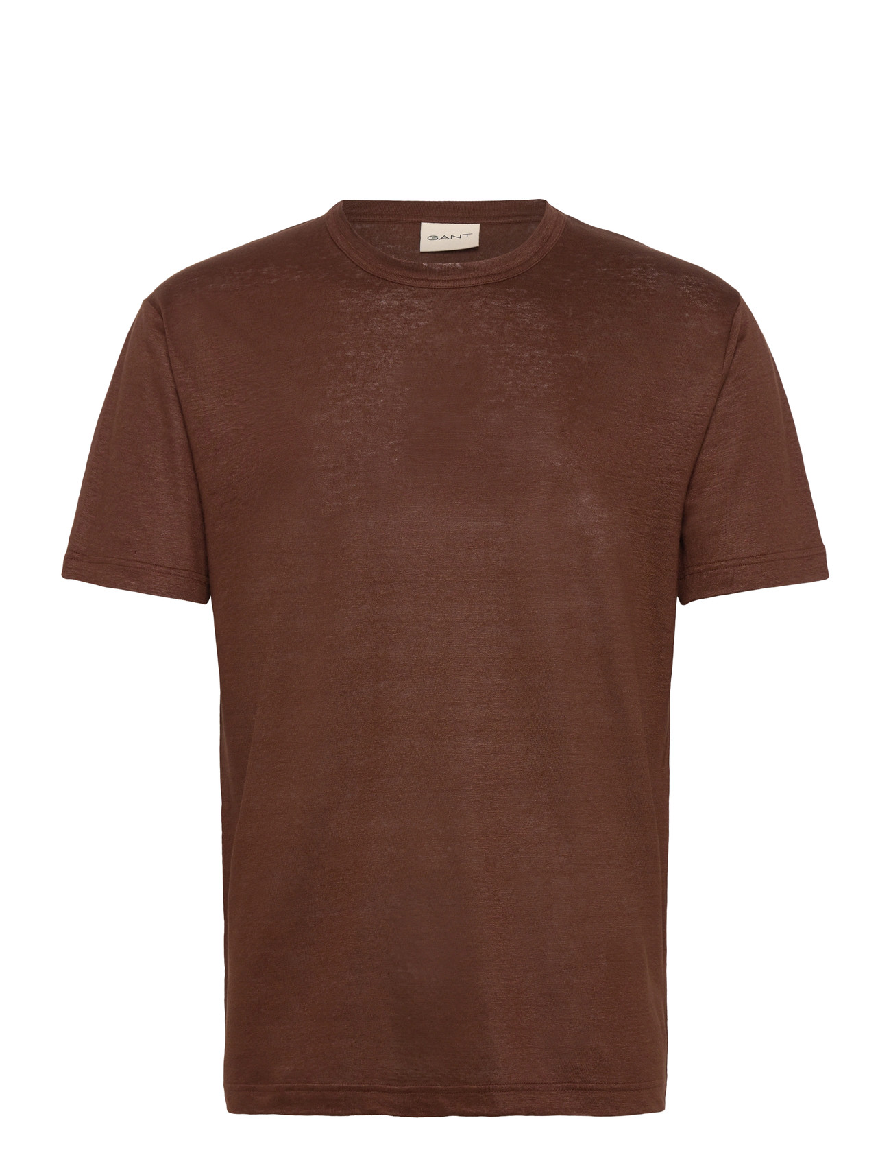 GANT Linen Ss T-Shirt, S, Brown, T-Shirts > Kortærmede, Herre